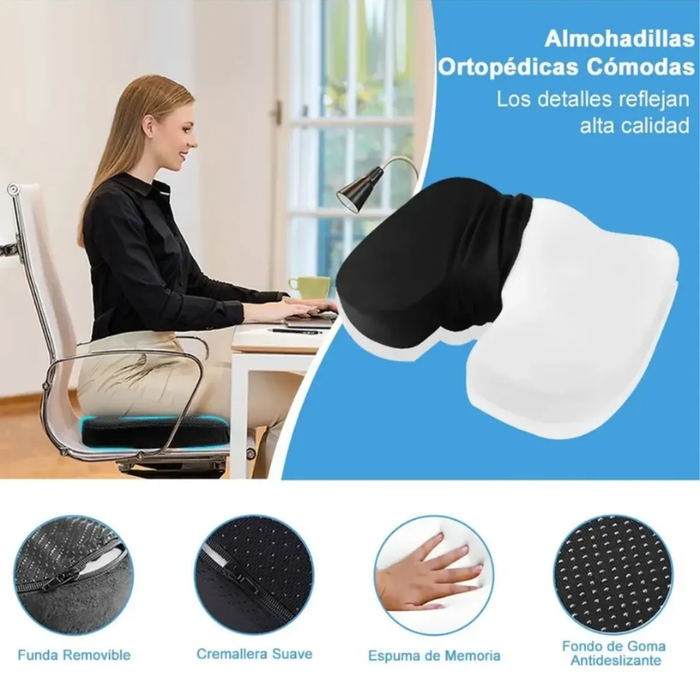 Cojín Asiento Lumbar Ergonomico Coxis Ortopédico Silla