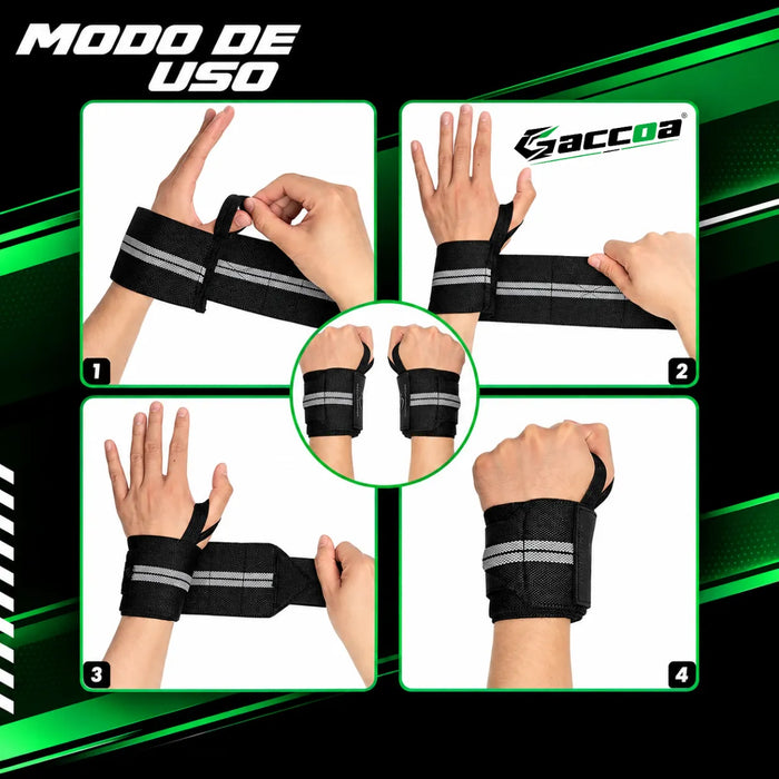 2 Muñequera Crossfit Elasticada Levantamiento Pesas Gimnasio