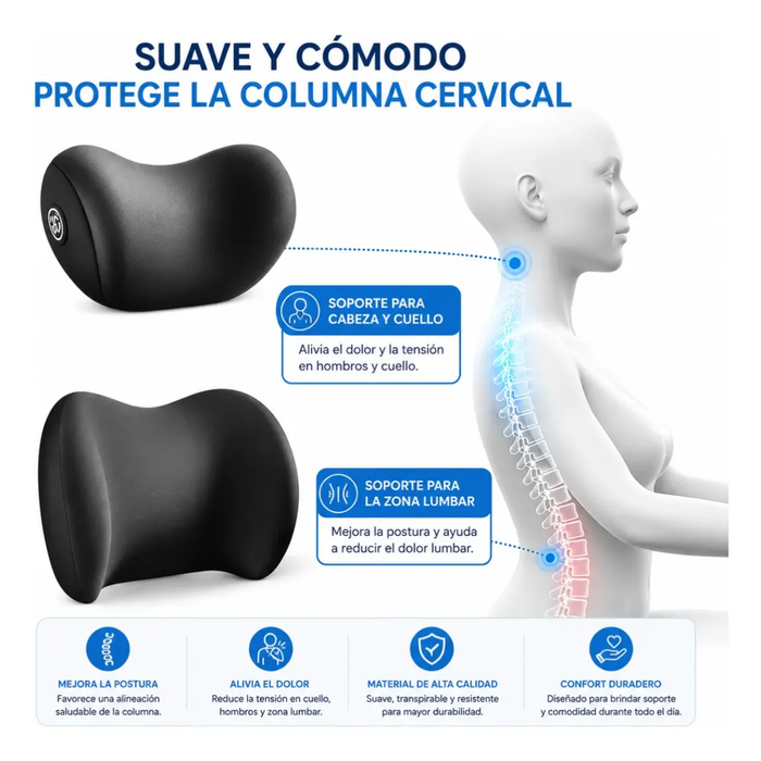 Cojin Corrector Espalda Lumbar Reposacabezas Asiento De Auto