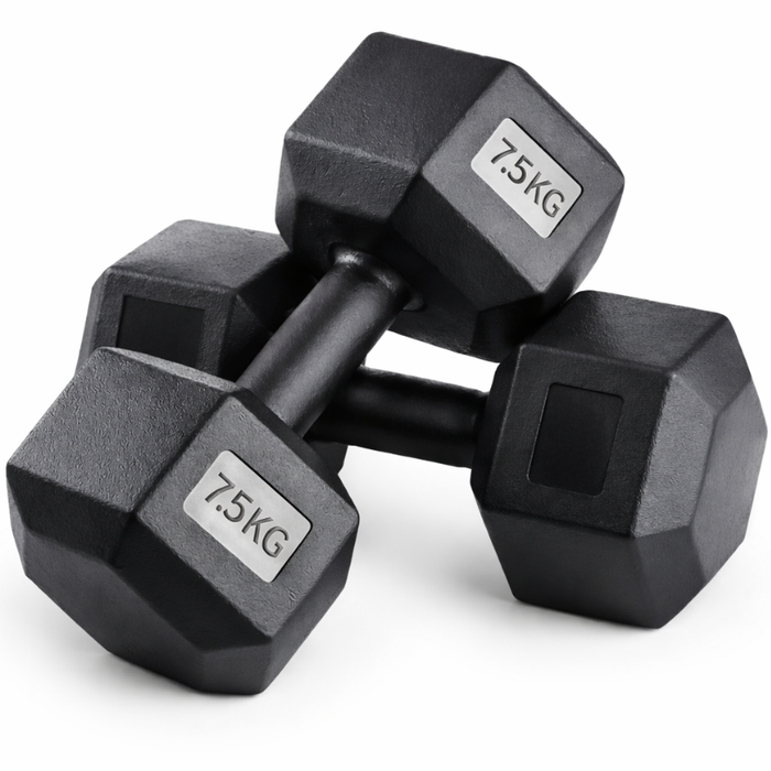 Par Mancuernas Pvc Hexagonal Gym Pesas Caucho Gimnasio Negro