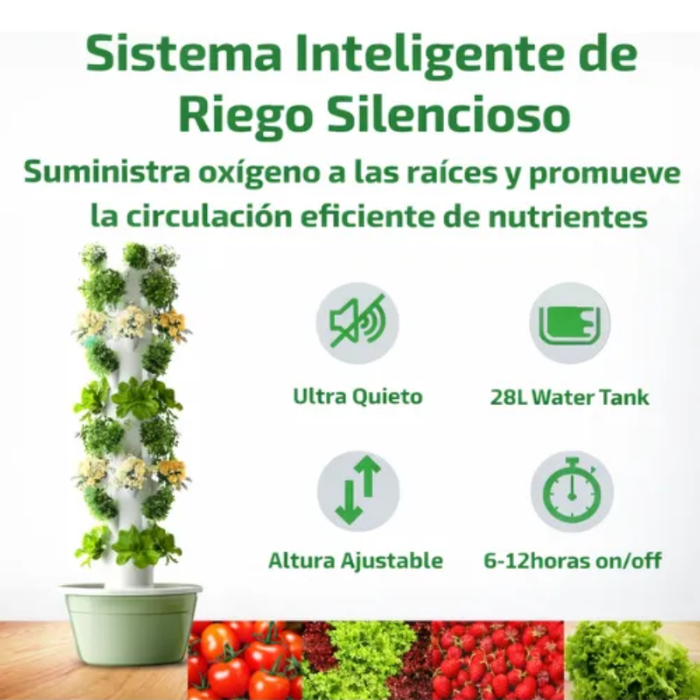 Torre Cultivo Hidroponico Vertical Altura Ajustable 9 Nivele
