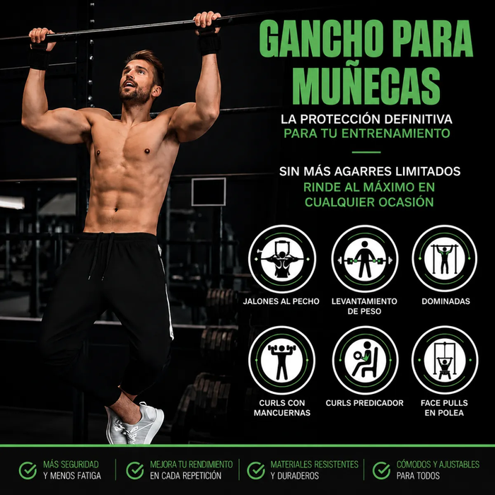 Correa De Levantamiento Pesas Ganchos Straps Gym Muñequera