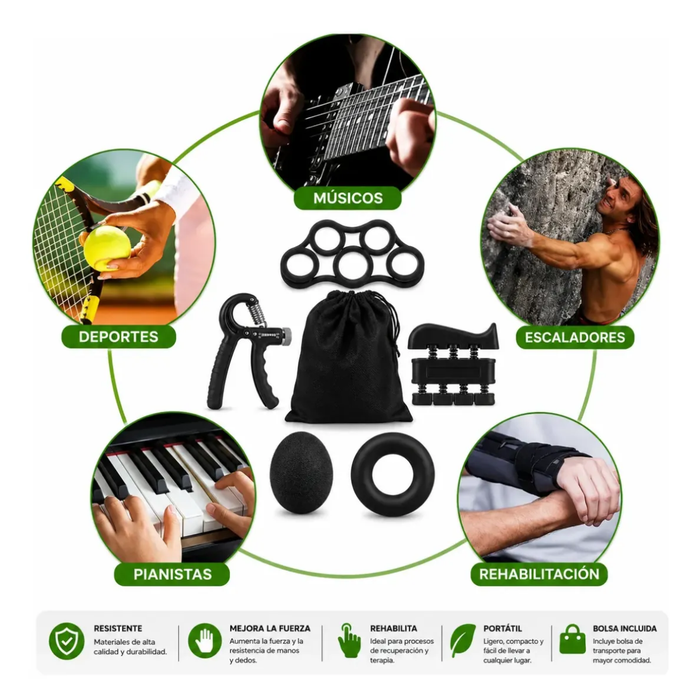 Set Hand Grip Ejercitador Manos Antebrazo Ajustable 5-60 Kg