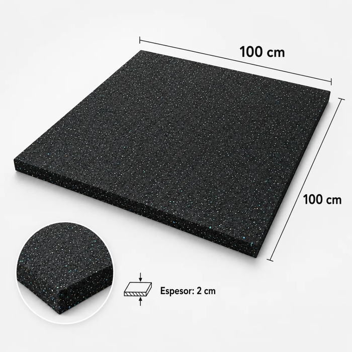 Piso Caucho Gimnasio Crossfit Tatami Goma 100x 100x2 Cm Gym