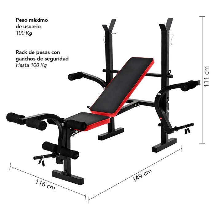 Press Banca Multifuncion Pesa Banco Ejercicio Abdominal 300k