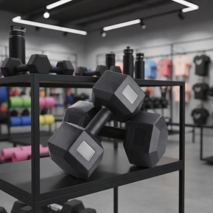 Par Mancuernas Pvc Hexagonal Gym Pesas Caucho Gimnasio Negro