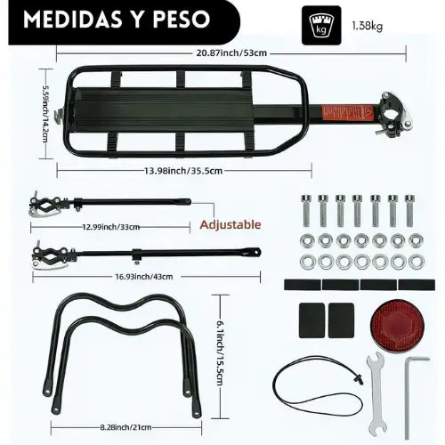 Parrilla Para Bicicleta Ajustable Con Reflector Hasta 60 Kg