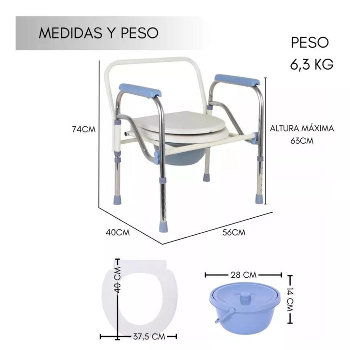 Silla Cómodo Baño Plegable 3 En 1 Aumento Ajustable Ducha/wc