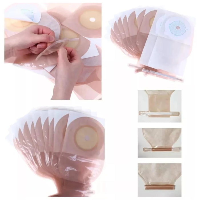 10 Bolsa Colostomía Tela Drenable Con Filtro Anti Olor Gase Blanco