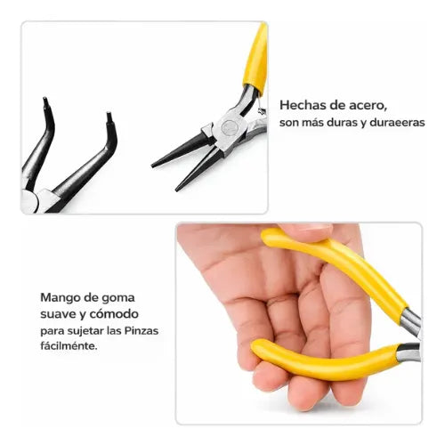 Set De 4 Alicates Punta Precisión Anillo 7 Pulgadas