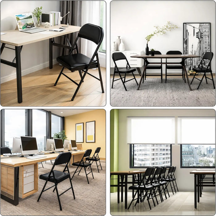 Silla Plegable Metálica Asiento Acolchados Resistente Evento Negro