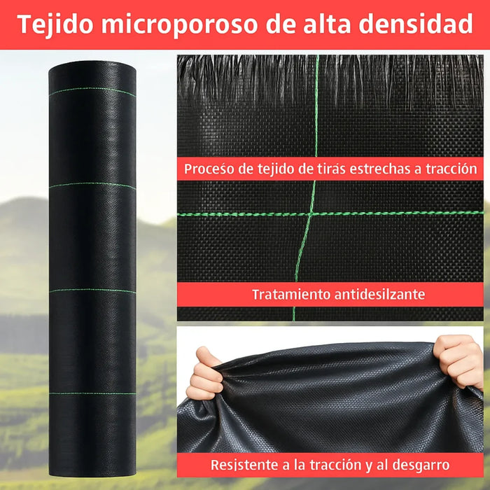 Malla Antimaleza 2x100mts Ground Cover Lona Antimaleza Negro