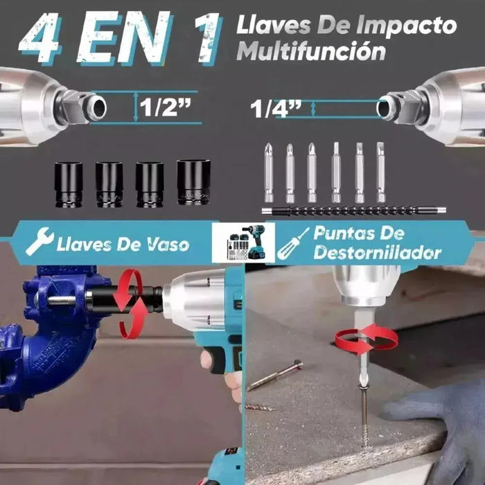 Taladro Gaccoa Llave Impacto 128v 5ah 550nm Maletín