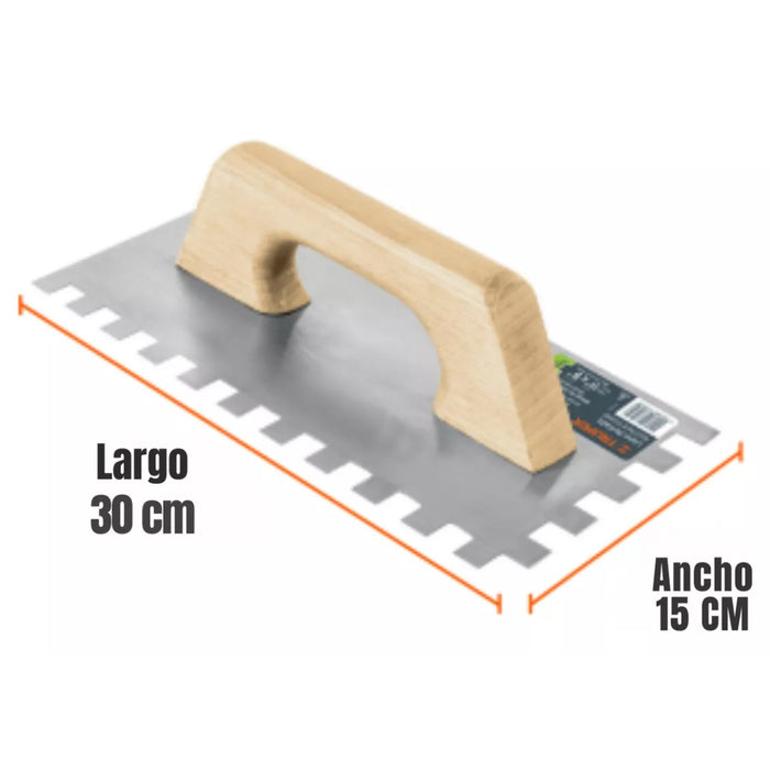 Llana Dentada Patacho 300x150mm Para Yeso Cemento Albañil
