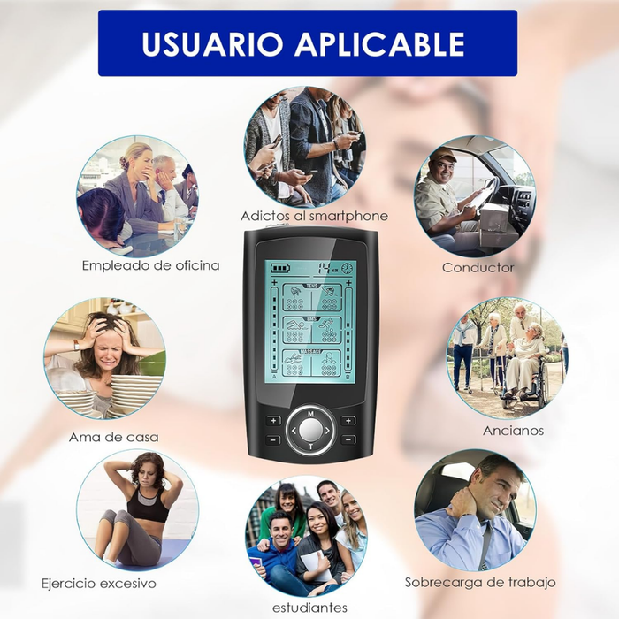 Masajeador Electroestimulador Portatil Tens Electroterapia Negro