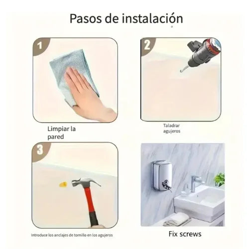 Dispensador Jabon Liquido Manual Jabonera Acero Baño 1000ml