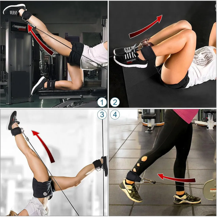 Set Agarres Ganchos Polea Gym Barras Cuerda Tobilleras 10pcs