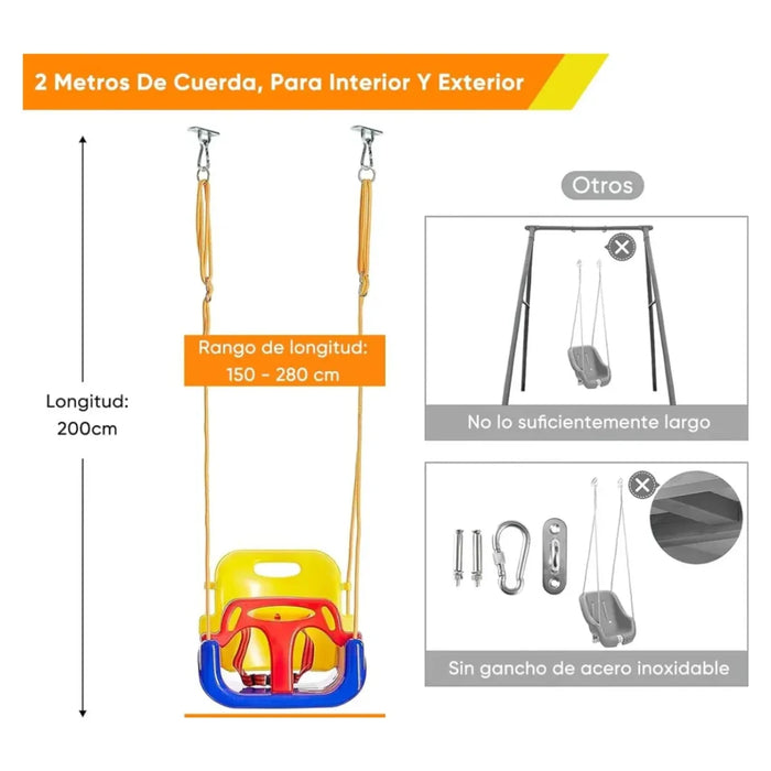 Columpios Infantiles Asiento Columpio Terraza Ajustable 3en1