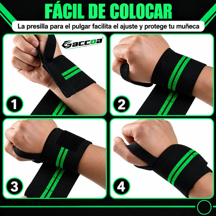 2 Muñequera Crossfit Elasticada Levantamiento Pesas Gimnasio