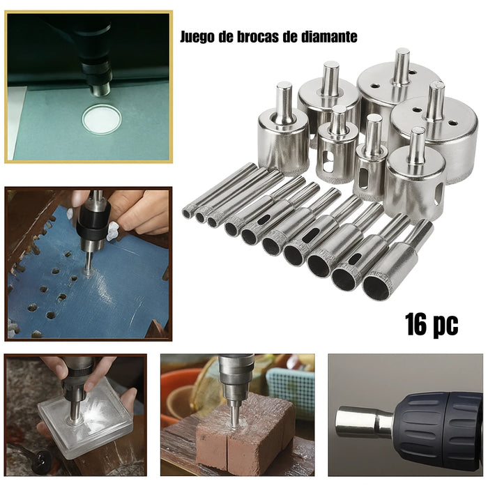 Kit Brocas 16 Broca Ceramica Broca Diamantada Marmol Vidrio