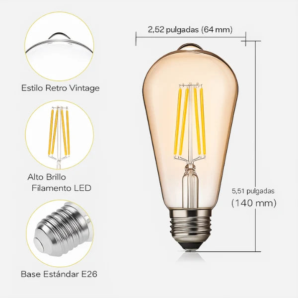 Ampolletas Vintage Led E27 Ampolleta Edison Retro Vintage 4w