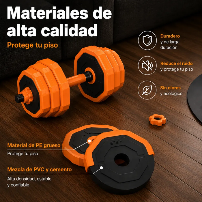 Mancuernas Barra Ajustables Discos Unible Fitness 4en1 Negro/naranja