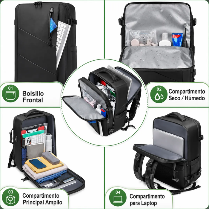 Mochila Viaje Carry On Equipaje Cabina Bolso Usb Avion Viral