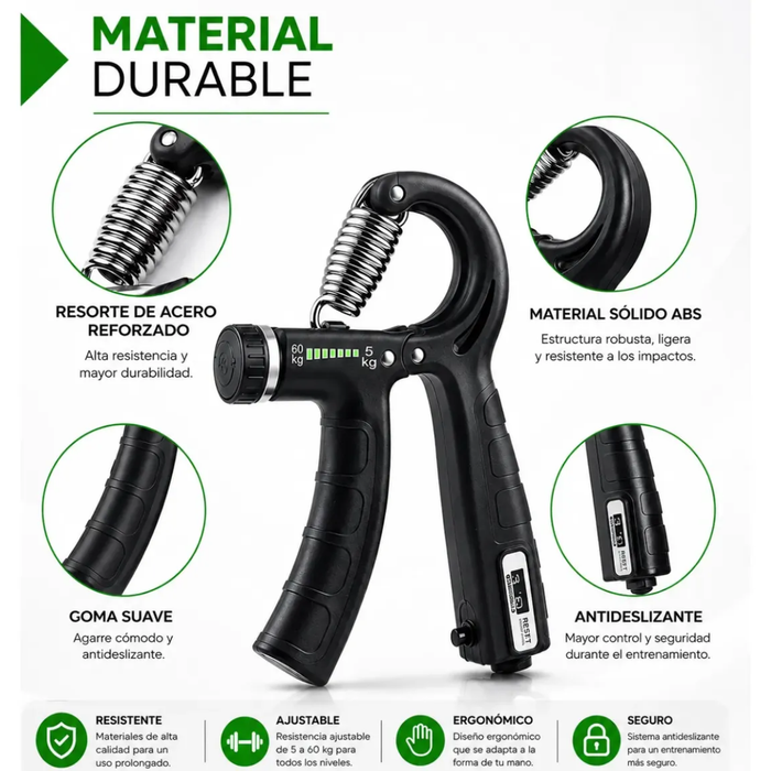 Set Hand Grip Ejercitador Manos Antebrazo Ajustable 5-60 Kg