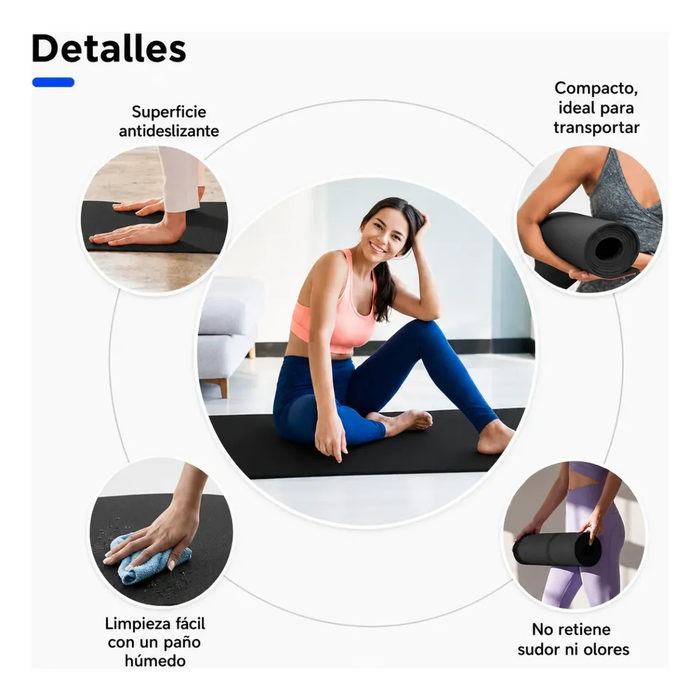 Mat Yoga Antideslizante Tapete Alfombra 1cm Ejercicio Pilate