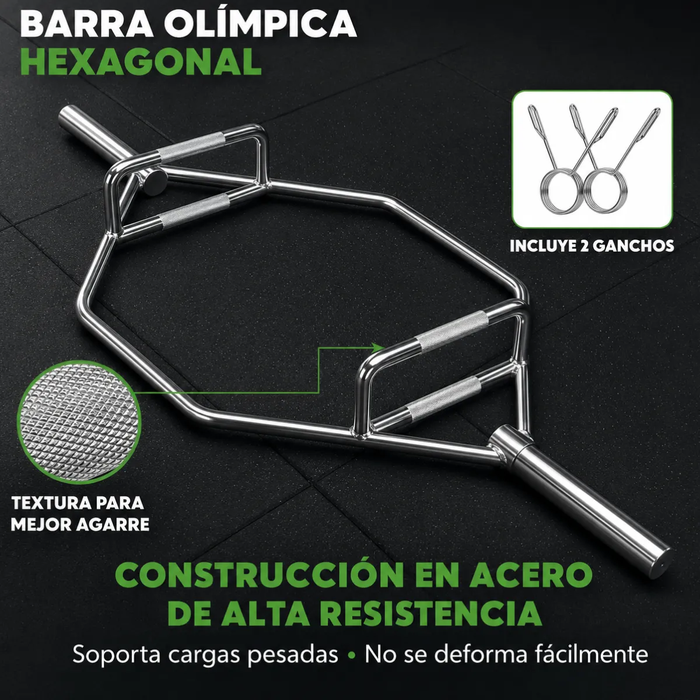 Barra Olimpica Trap Bar Cromada Fitness Profesional Gym 23kg