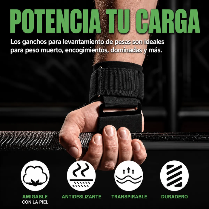Correa De Levantamiento Pesas Ganchos Straps Gym Muñequera