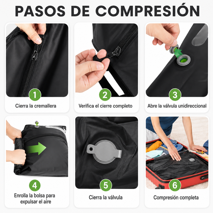 Bolsas Compresion Bolsa Viaje + Bomba Guardar Ropa Vacio 16l