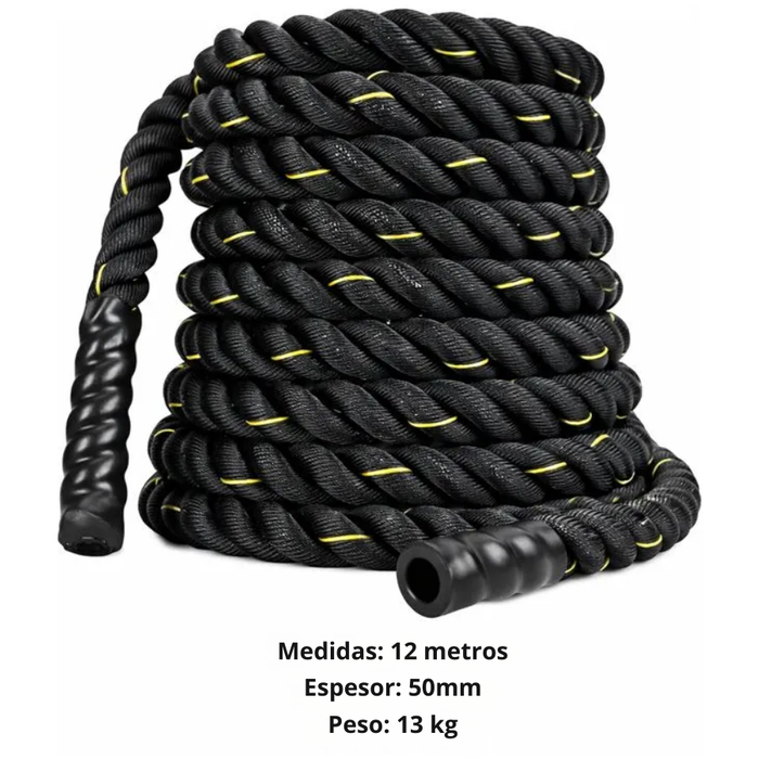 Cuerda Crossfit Correa Profesional Gym Batle Rope 5mmx12mts Negro