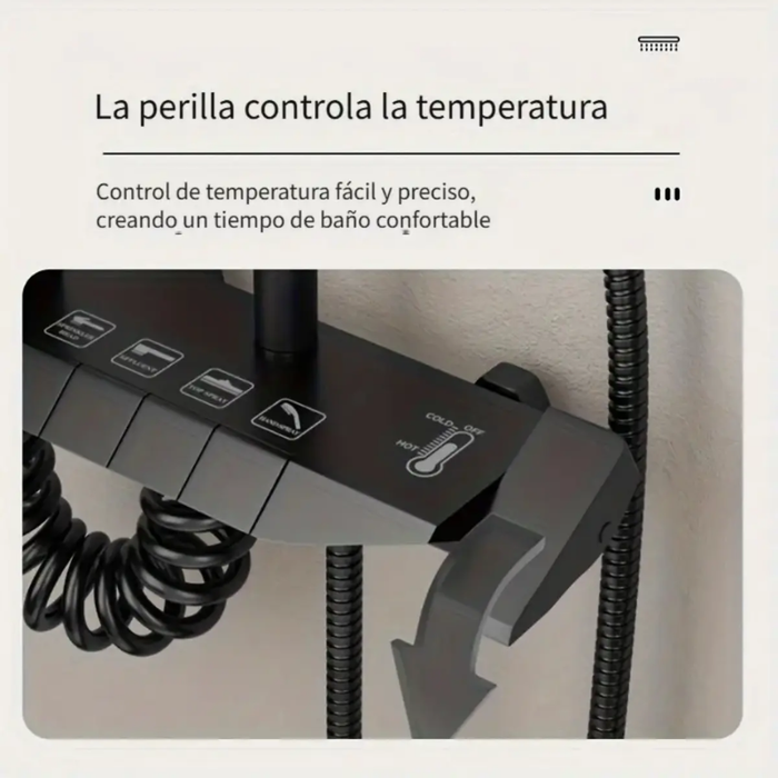 Ducha Columna Moderna Cabezal Monocomando Llave 4 Funciones
