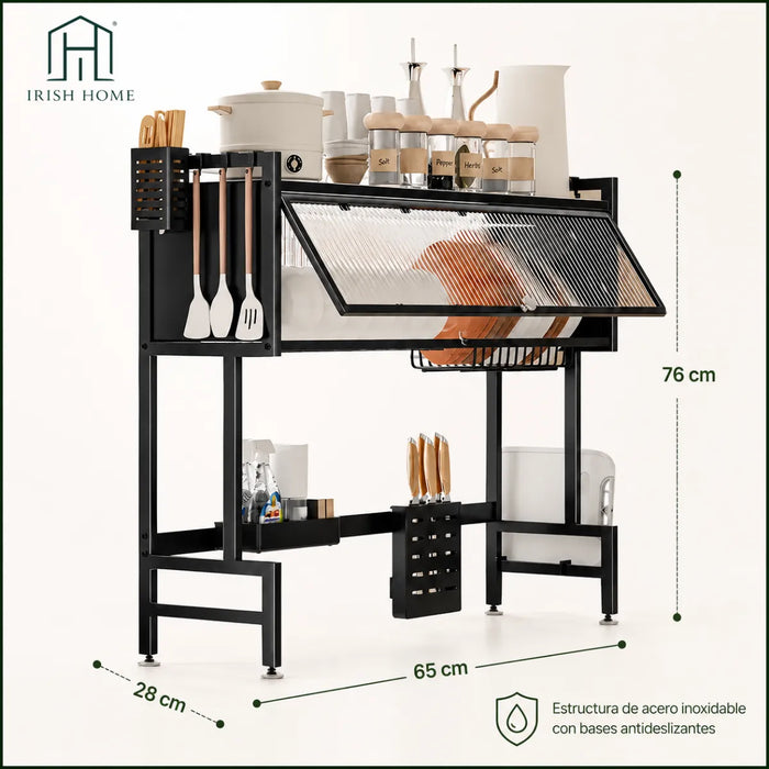 Secador Escurridor Cocina Loza Platos Metalico De 2 Niveles