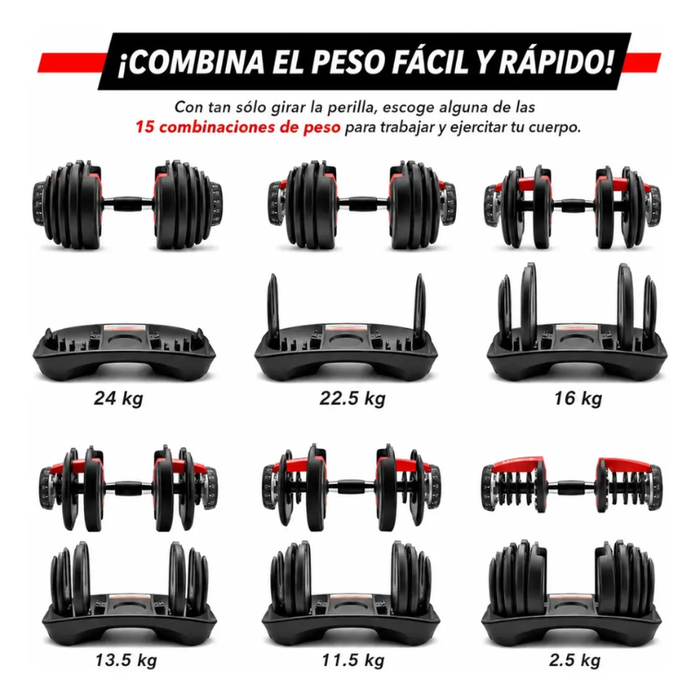 Mancuerna Dumbbell Ajustable Automatica Gym Discos 2.5-24kg