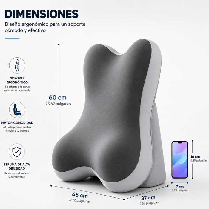 Cojin Respaldo Lumbar Ergonomico Memory Corrector De Oficina