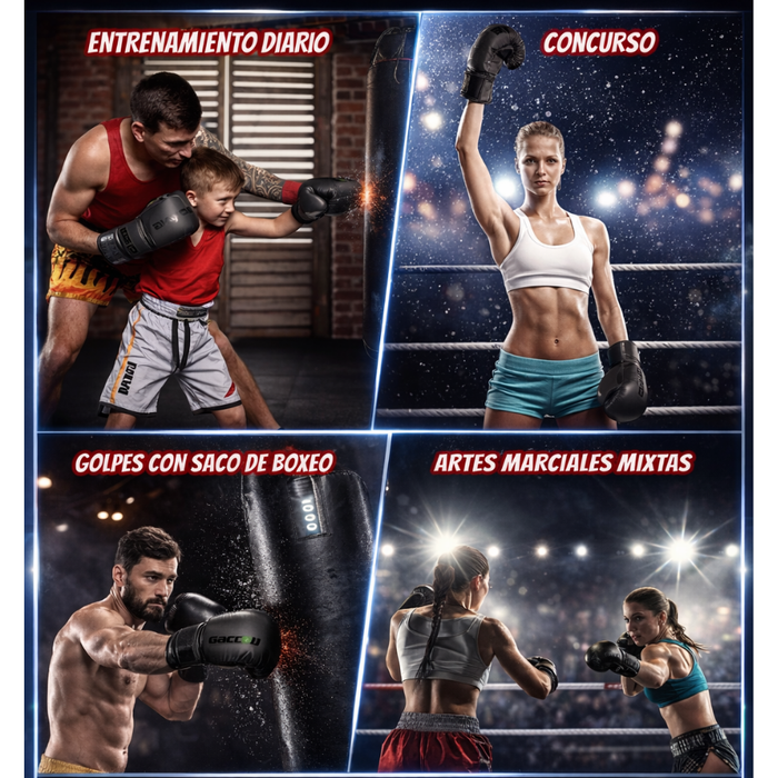 Guantes De Boxeo Profesional Entrenamiento Velcro Mma 12 Oz 12 Oz Negro