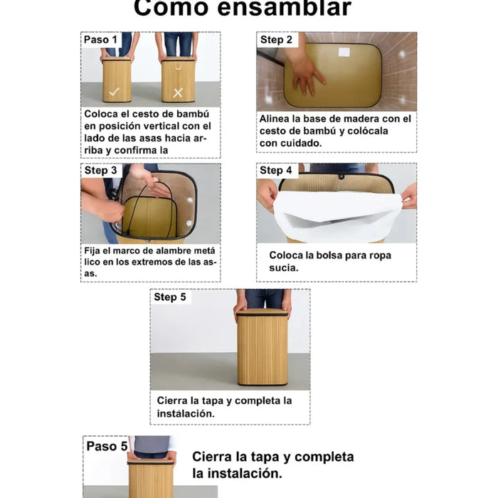 Canasto Cesto De Ropa Tapa Canasto Plegable Organizador Baño