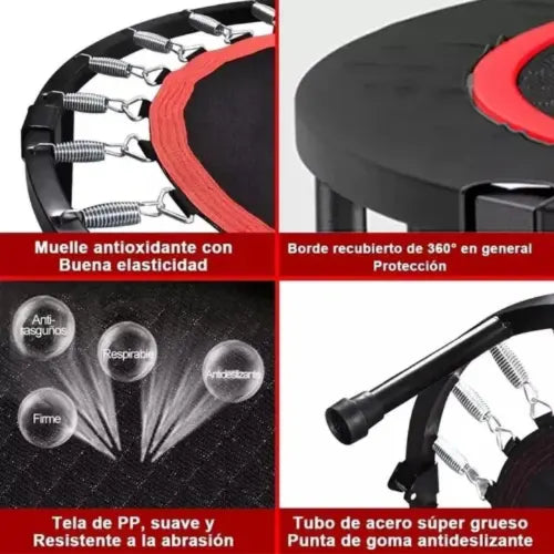 Trampolín Fitness Redondo Plegable Yoga Cama Elastica 120cm