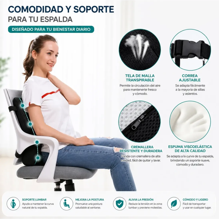 Cojin Soporte Ergonomico Lumbar Ortopedico Oficina Espalda