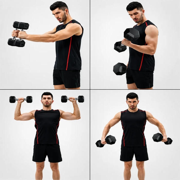 1 Mancuerna Hierro Hexagonal Gym Pesas Caucho Gimnasio