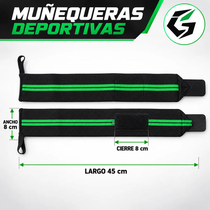 2 Muñequera Crossfit Elasticada Levantamiento Pesas Gimnasio
