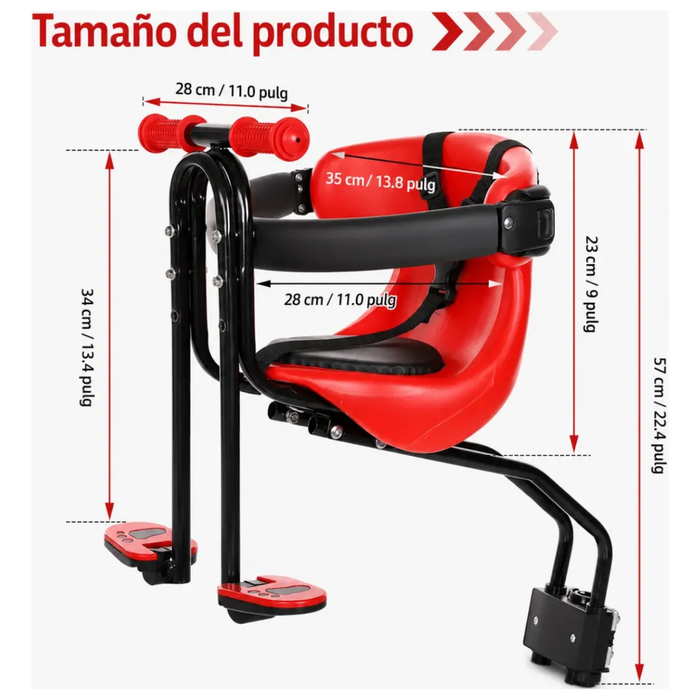 Asiento Silla Frontal Universal Bicicleta Niños Reposabrazos
