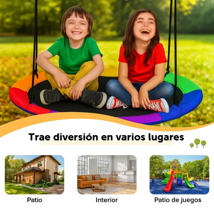 Columpio Colgante Multicolor Infantil Redondo Niños Ovalado seguro exterior