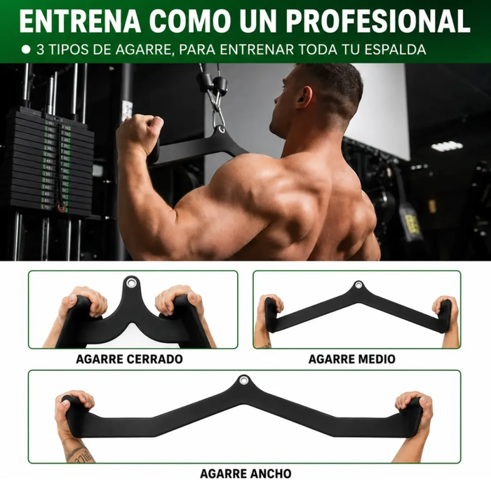 Kit Agarres Poleas Gym Barra Ejercitar Espalda Y Trícep 5pzs