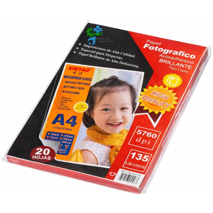 X20 Hojas Papel Fotografico Adhesivo Lamina 135gr A4 21x29cm Blanco