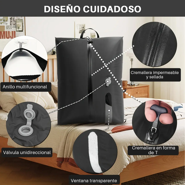 Bolsas Compresion Bolsa Viaje + Bomba Guardar Ropa Vacio 16l