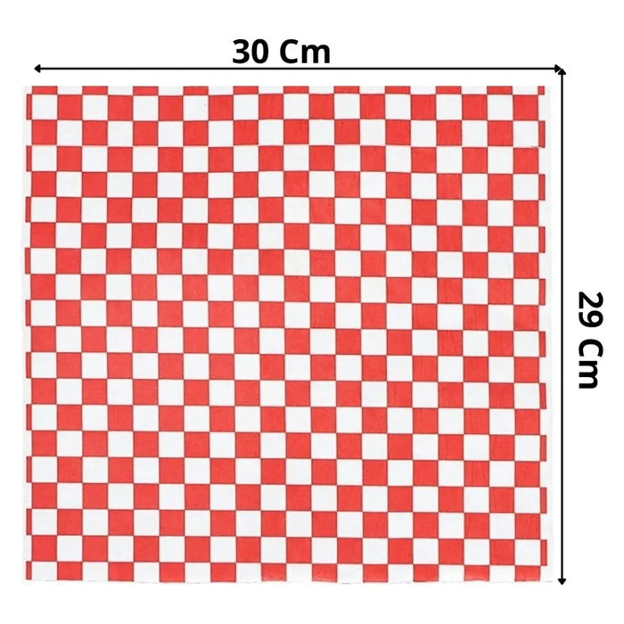 Pack 500 Hojas Papel Antigrasa 30x29 Alimentos Cuadro Rojo