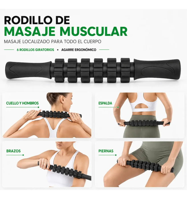 Kit Masajeador Muscular Foam Roller Rodillo Pelotas Y Banda